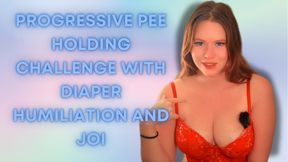 Progressive Pee Holding Challenge w Diaper Humiliation and JOI WMV