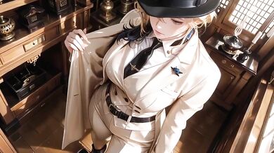Beige Suit Conductor Teases Silk Stockings with Cold Stare Inside Vintage Train
