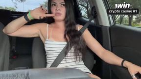 Deepthroat in car with real Uber driver, Japanase gigantic mounds and Brazilian hottie, interracial deep throat jism in mouth - Brazil porno at its finest!
