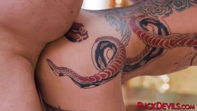 Inked babes beg for rough hardcore fucking in steamy session