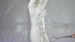 White latex doll tied up and got tuned