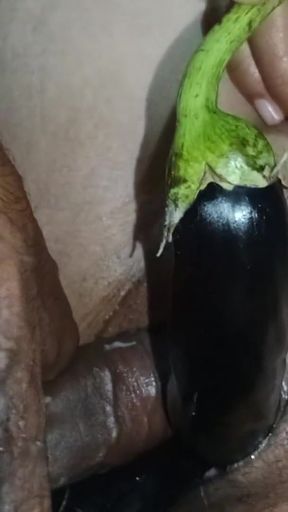 Memorable moment from "Sexy wife threesame try big vegetable  and Big cock in big pussy hole"