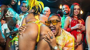 Latina milf takes big cock in rough anal during Brazilian Carnaval party orgy
