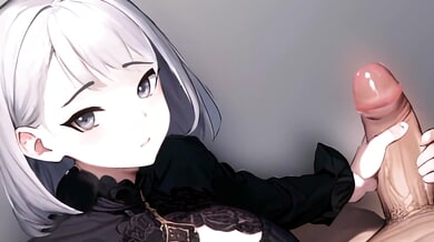 Anime-inspired woman gives a slow handjob in intimate POV