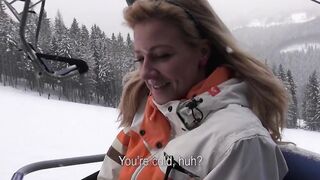 Big Titted blonde skier is paid to come back to the lodge and fucked