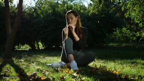 Seductive Russian Beauty Smoking Cigarette Outdoor Vibes