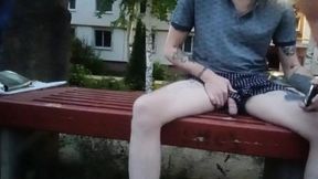 Her enthusiastic hand job propels erect penis&#x1F346; outdoor sex climax&#x1F680; on anonymous public lawn