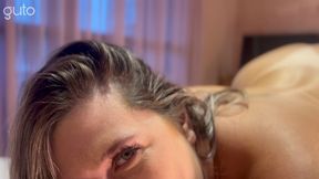 green eyes busty milf loves to suck a thick cock