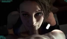 jill valentine deepthroats swallows umbrella dick