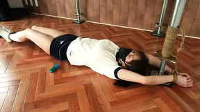 Asian chick toys with her clitoris in suspenseful BDSM