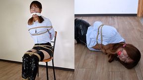 LT1-4 Cute Japanese Girl Lum Bound and Gagged in Thigh High Boots FULL (WMV)