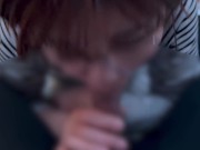 メガネ女子がちんぽの匂いに釣られて精子をたくさん吸い上げてしまう...cum in mouth sperm