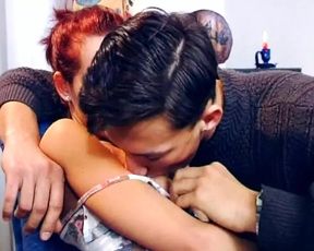 Redhead German babe eats cum after hot fuck