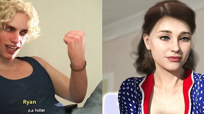 Stepmom Miroslava gets off on her stepson's big natural tits - Japanese MILF game