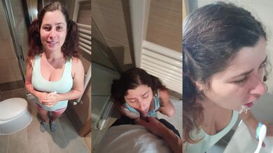 Stupid Stepdaughter Brushes Her Teeth with Cum, Stepdaddy Cheated Her