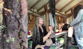 Bigfoot Destroys Mature Cougar in Garden With Huge Dildo Slamming