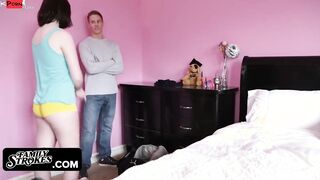 Family Rubs - Mischievous teenie Year Older babe Bribes Her Step Dude