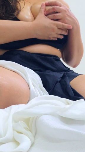 Busty Milf With Big Tits Gets Horny While Massaging Her Big Boobs Then Started Fingering Pussy Masturbating To Orgasm   Clip 1