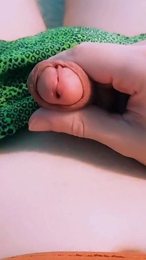 Guy in Beautiful Green Swimming Trunks Erotically Massages His