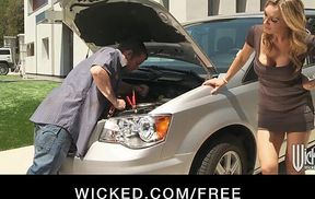 British MILF Tanya Tate's big tits bounce as she gets orgasm from car mechanic