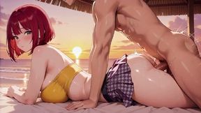 You'll Never Guess How Deep This Redhead Hentai Babe Takes It at Sunset