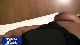 Busty Black Tgirl with Big Tits Ass Tattoo Piercing Masturbates Cumshot