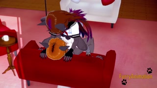 Furry Hentai 3D Yiff - 2 Grey Fox Have Sex in a Couch