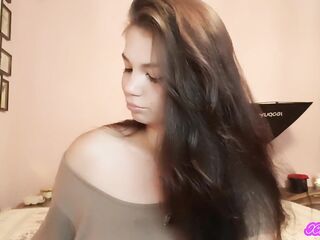 XO Bunny Thick teen latin chick mastix with blue eyes sensually slow smokin' in your face teasing u during the time that sitting in in her bedroom