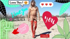 Cheap slut strips naked in heels and butt plug in public very hot enjoy it