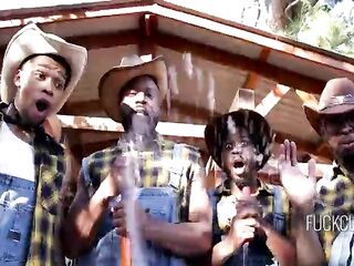 Small Beauty Squirts On 4 Ebony Farmers And A Group-sex Ensues