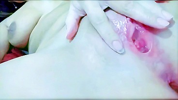Beautiful white-skinned student with a pink pussy masturbating for her institute chemistry teacher