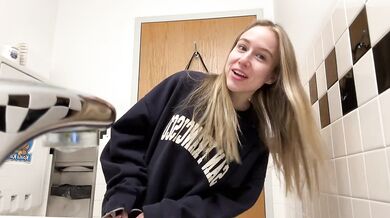 Big boobs girl tremblers at BMW dealership cum mess