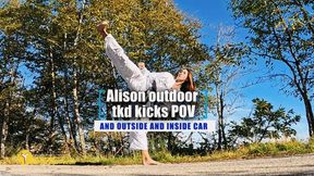 Alison outdoor tkd kicks POV and outside and inside a car