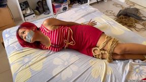 Hogtied Barefoot and Tape Gagged by Her Date's Overprotective Step-Sister, Laika! (mp4)