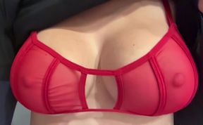 Italian Big Tits Milf Artemisia Love wearing a sexy red bra