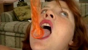 Amateur fattie sotrking my dick in condom and drinking cum out of it