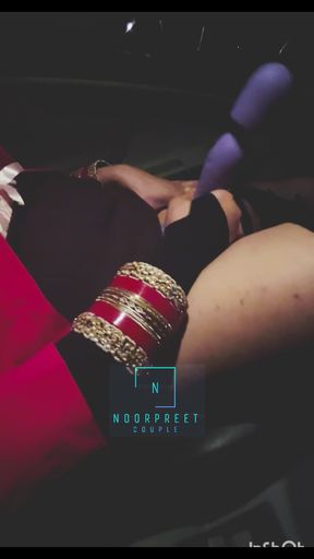 Indian desi hotwife fun with vibrator in car at night time