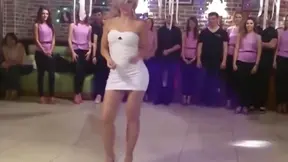 Sexy Blonde in Tight Dress Dances Sultrily at Hot Porn Party Night
