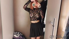 my stepsister is a spoiled bitch, again she sends a video from the fitting room, so my dick is right