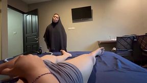 Curvy indonesian milf walked in on stepson jerking off and fucked him instead