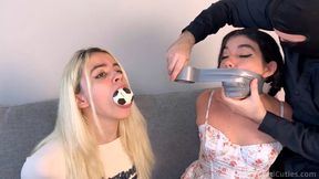 World Cup of Bondage?! Nani and Addy Get TIGHTLY TAPED While Screaming Goals! (4K) - mouth stuffed, tapegagged, struggling, onscreen gagging