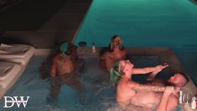 Hot Tub Live Interracial Orgy