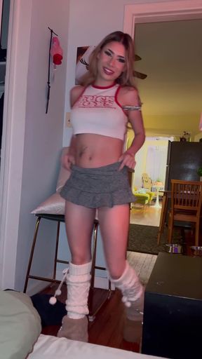 Sexy girl in crop top and boots