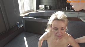 Horny stepmom fucks stepson in tan pantyhose when hubby is away