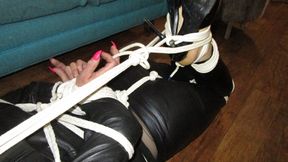 Lauri gets hogtied in tight leather pt 2 WMV