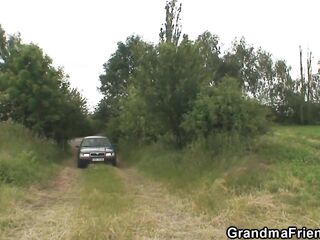 GRANDMA ALLIES - Picked up granny double penetration in the fields