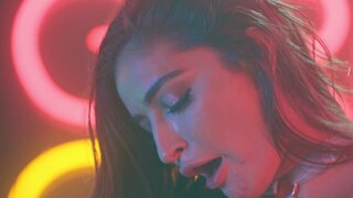 Strippers with great figures licking after the show