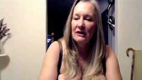 Busty auburn webcam MILF played with her extremely saggy melons