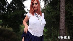 huge tits redhead alexsis faye in forest bra fetish and bouncing boobs