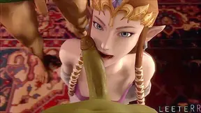 Zelda Pleasures Hero with Sensual Blowjob in Animated Fantasy Scene
